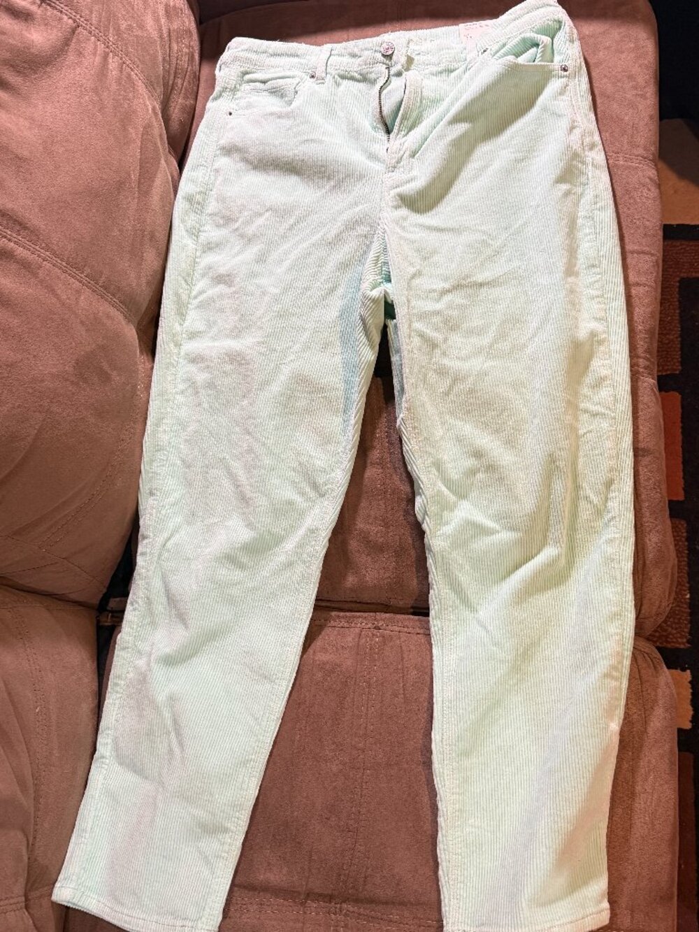 American Eagle Outfitters Womens Teal Corduroy Mom Jeans Size 14 (32W)